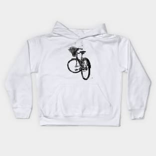 Bicycle with Flower in Basket Kids Hoodie